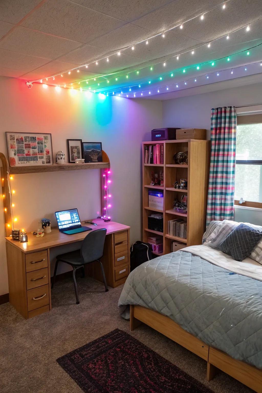 Personalized LED lights offer a modern touch.