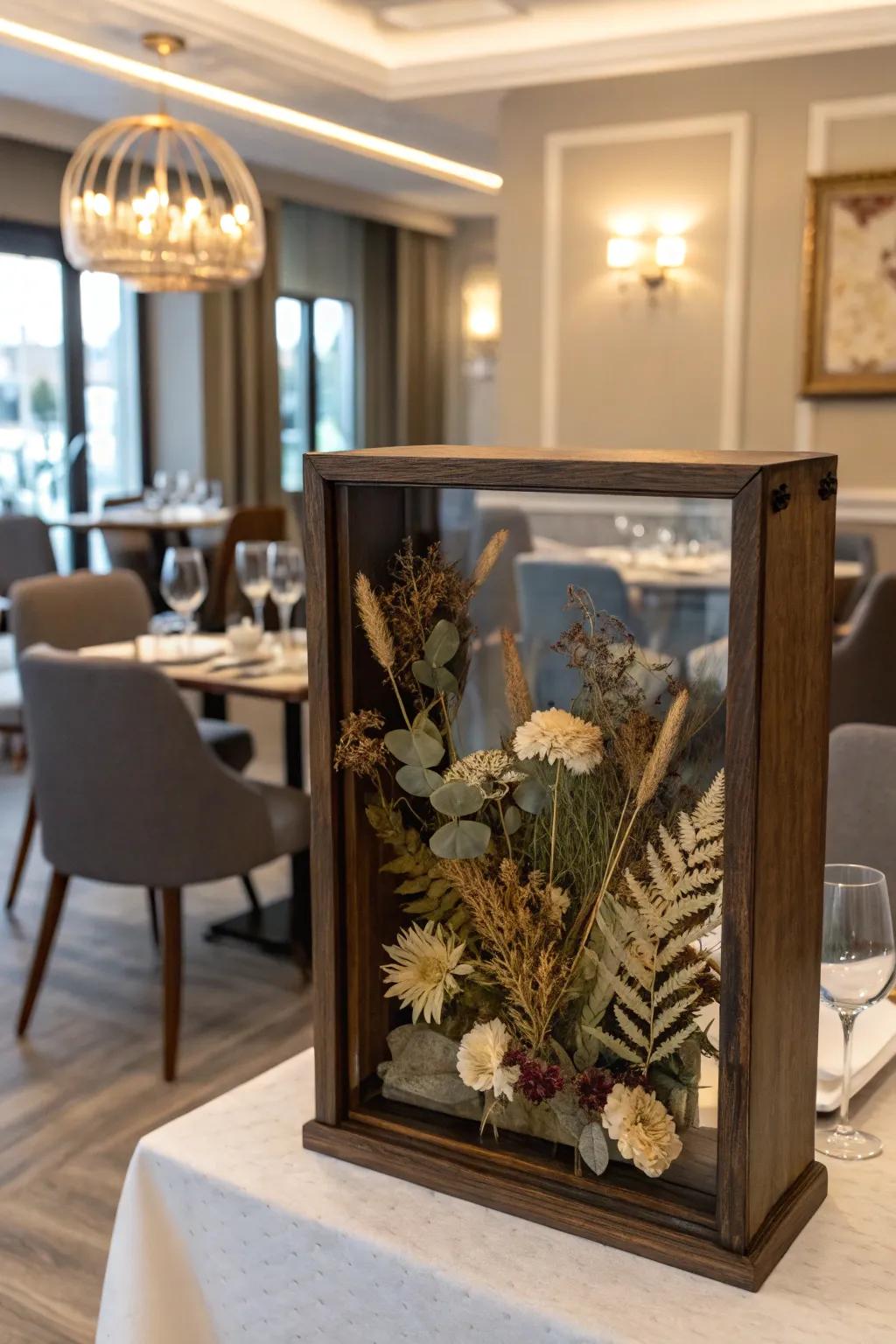 Add dimension to your décor with a layered dried flower display.