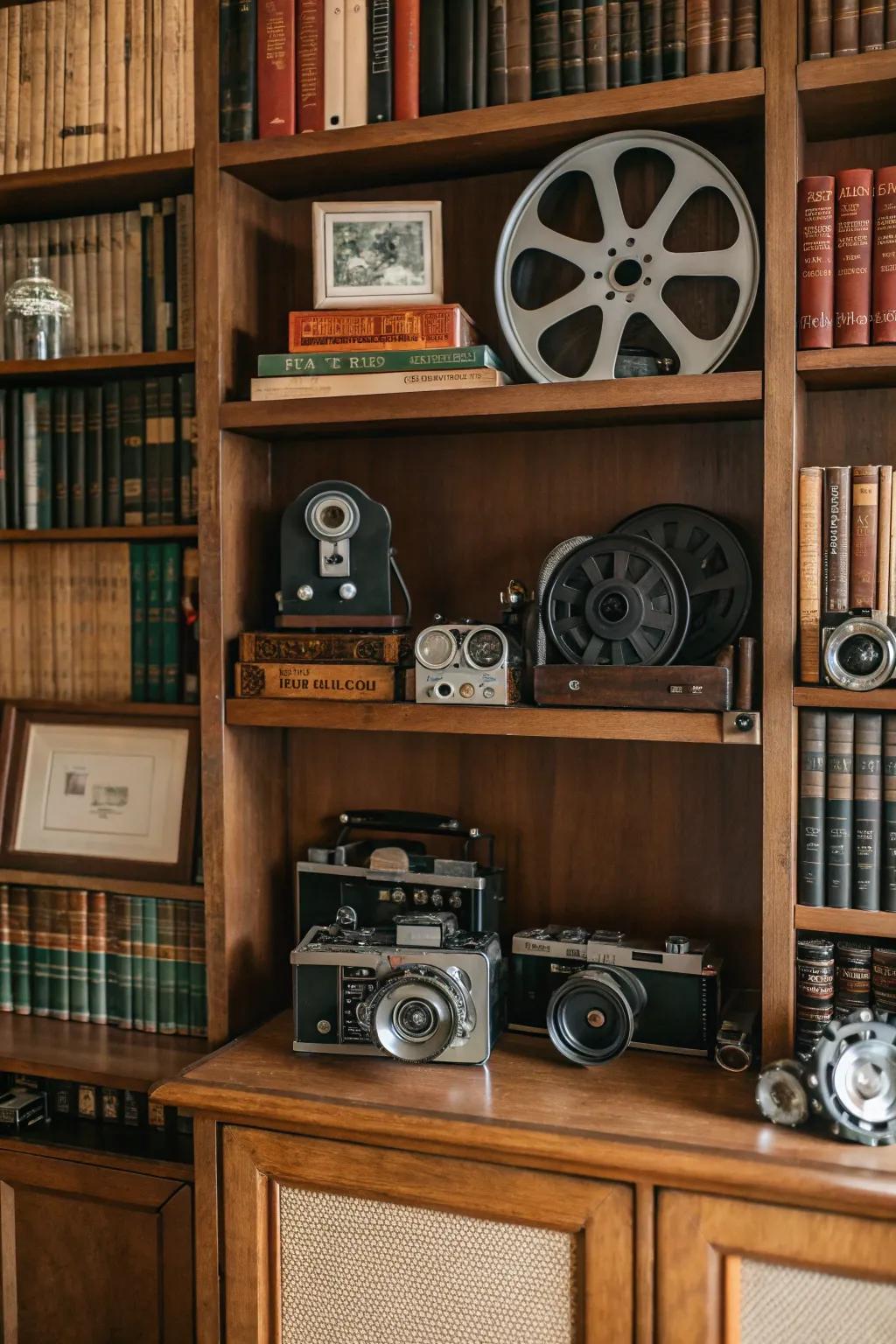 Old-fashioned pieces imbue individual appeal into this entertainment station.
