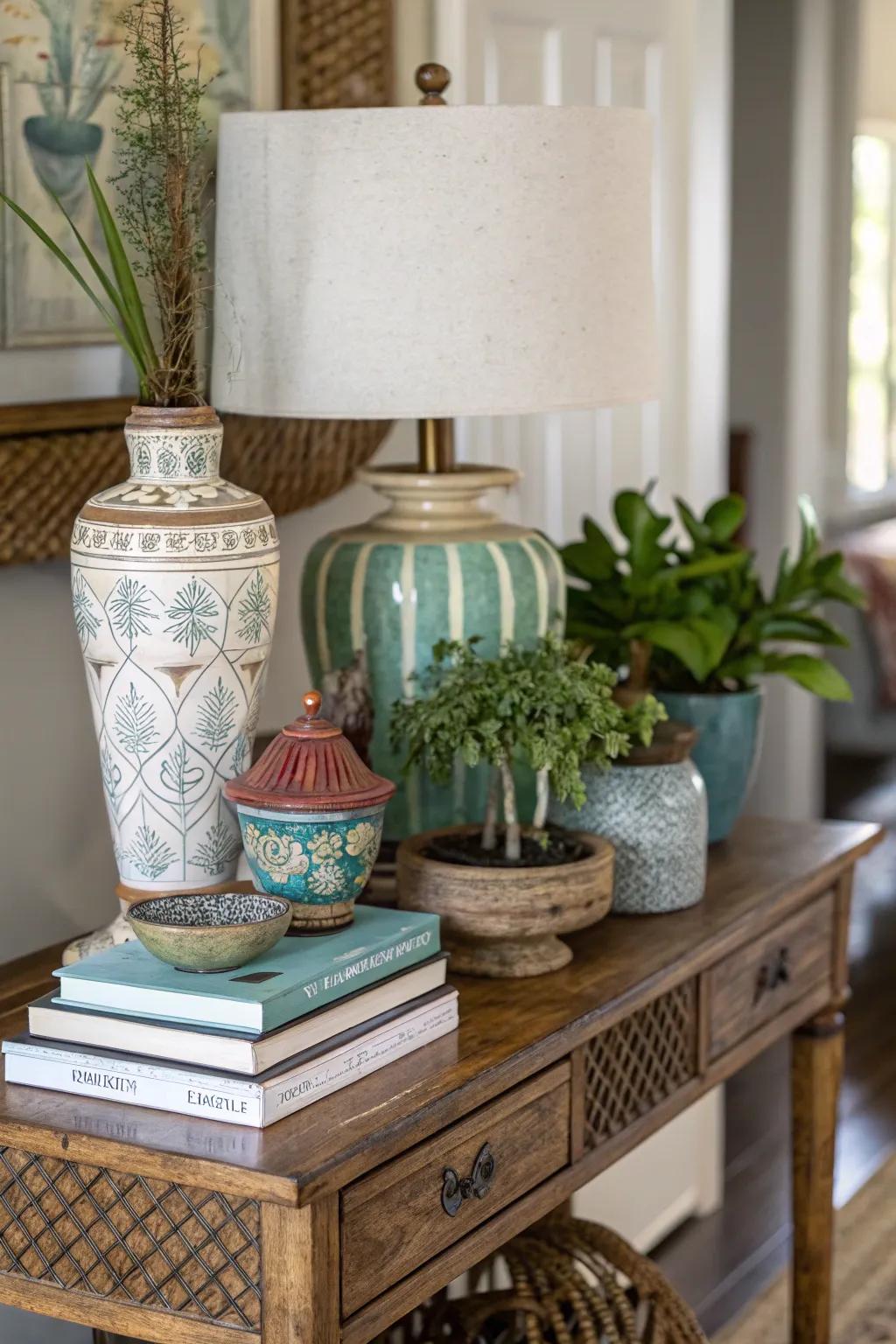 An eclectic assortment introduces distinct charm and individuality.