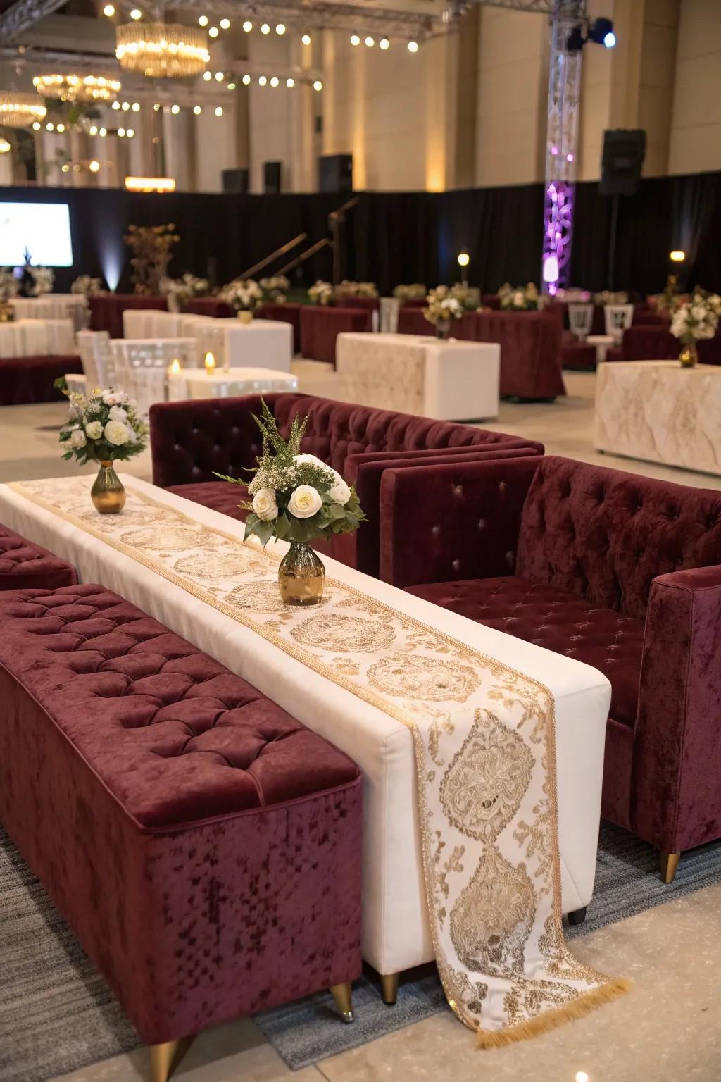 Lush textile highlights introduce luxury and sophistication.