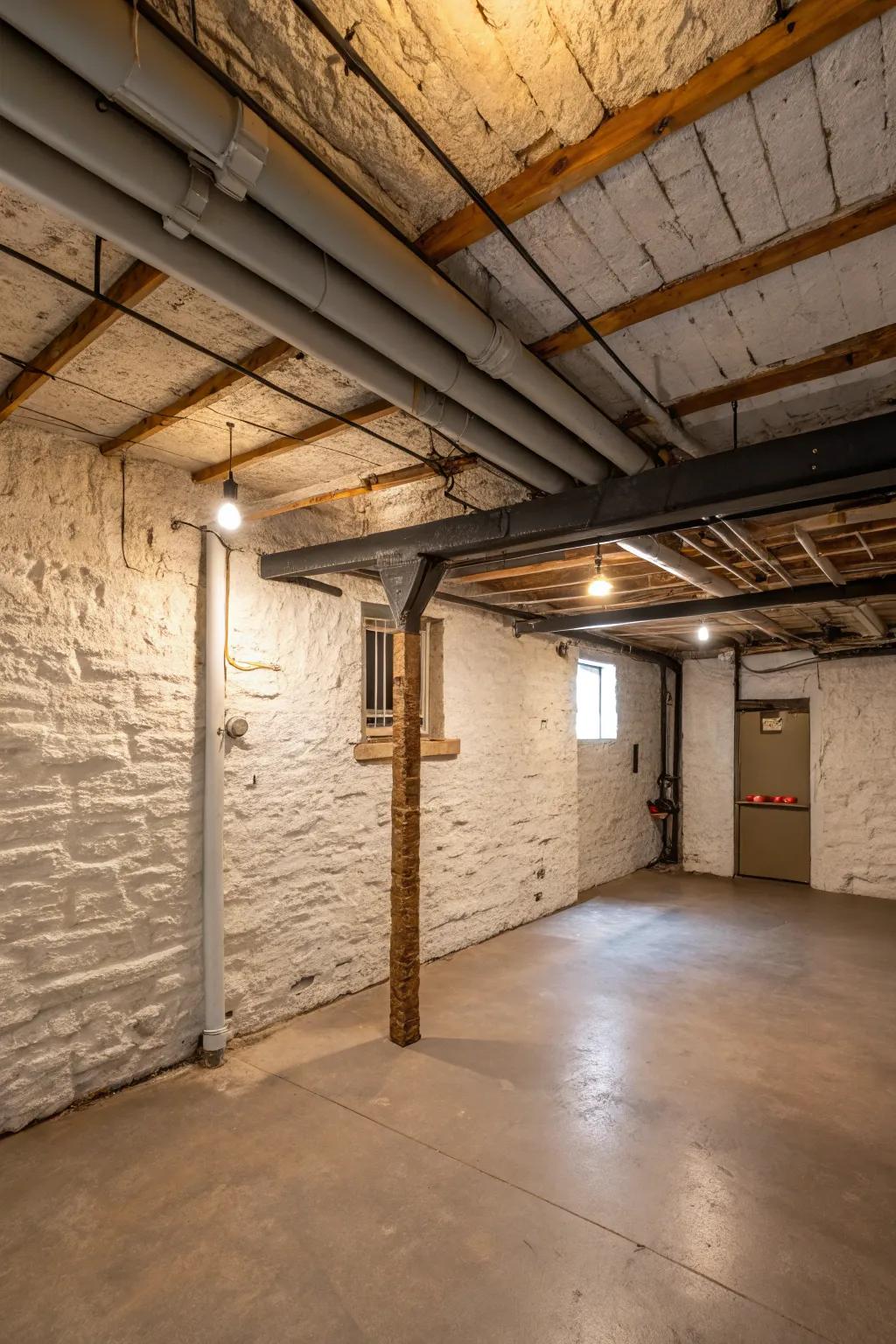 Textured paint adds dimension and interest to an exposed ceiling.