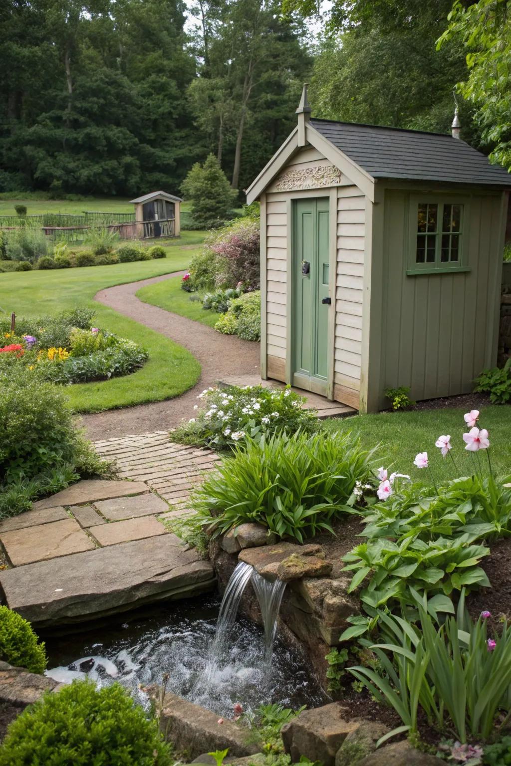 A water feature injects calmness and charm.