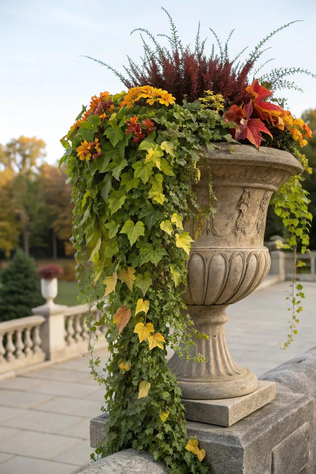 Trailing vines add a dramatic, flowing element to your containers.