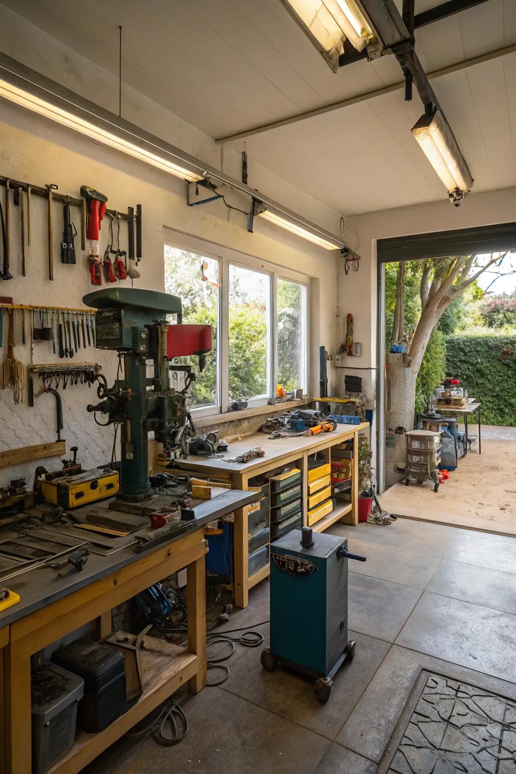 A workshop area for creative endeavors and cooperation.