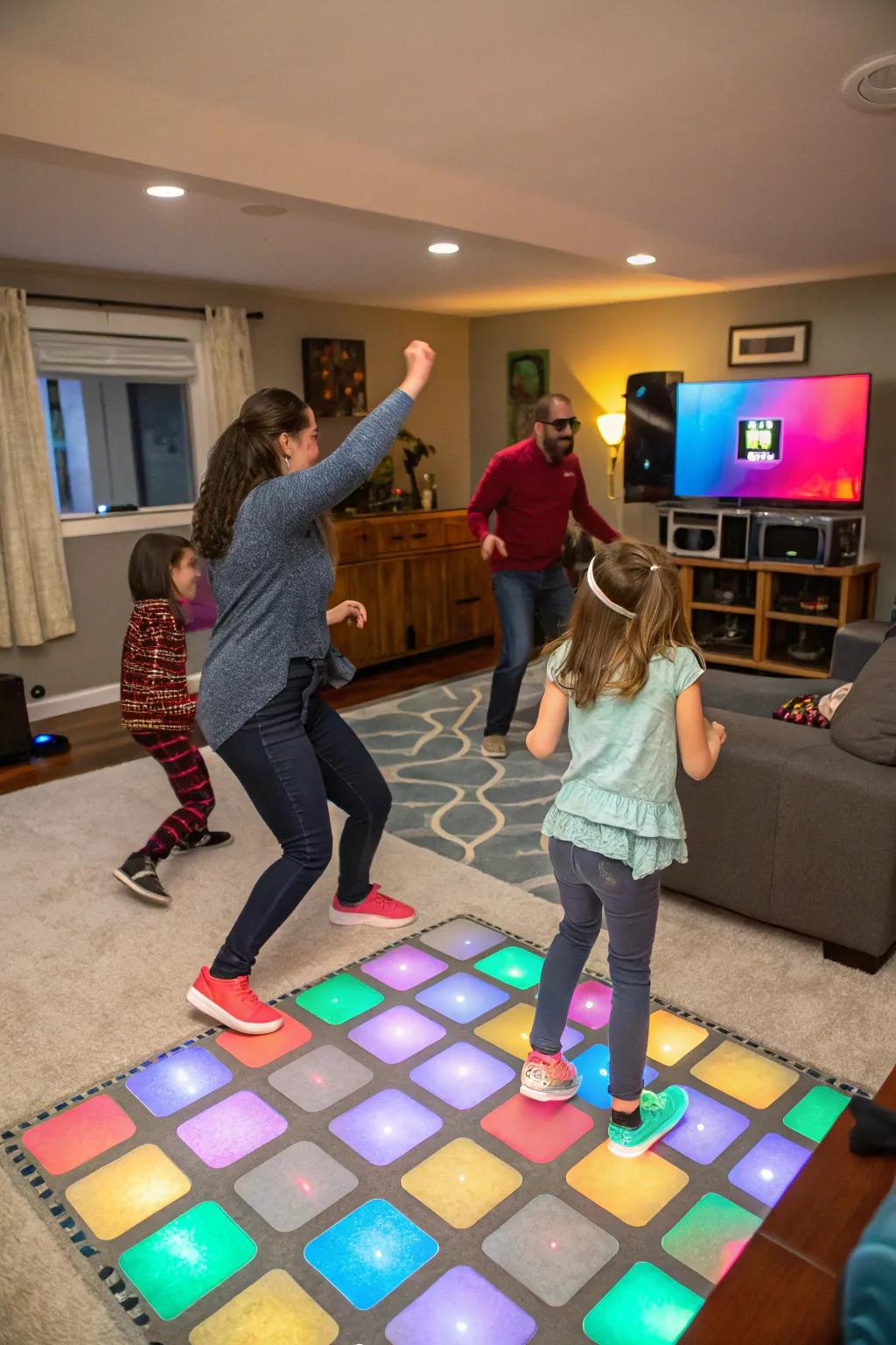 An enthusiastic family dance party filled with fun and movement.