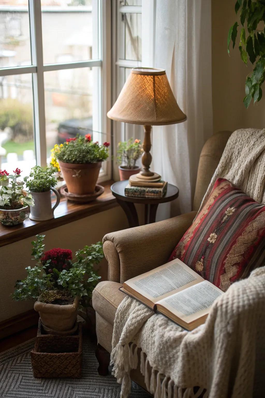 Cozy spots make a spot for relaxing.