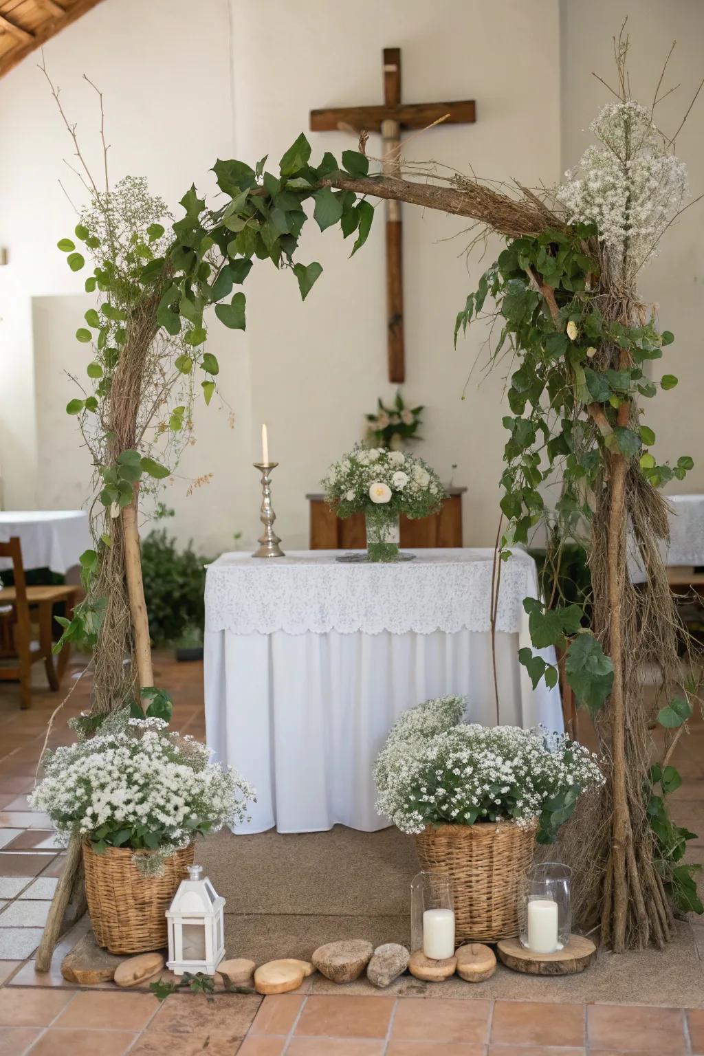 Nature-inspired elements bring a countryside and harmonious touch to the decorations.