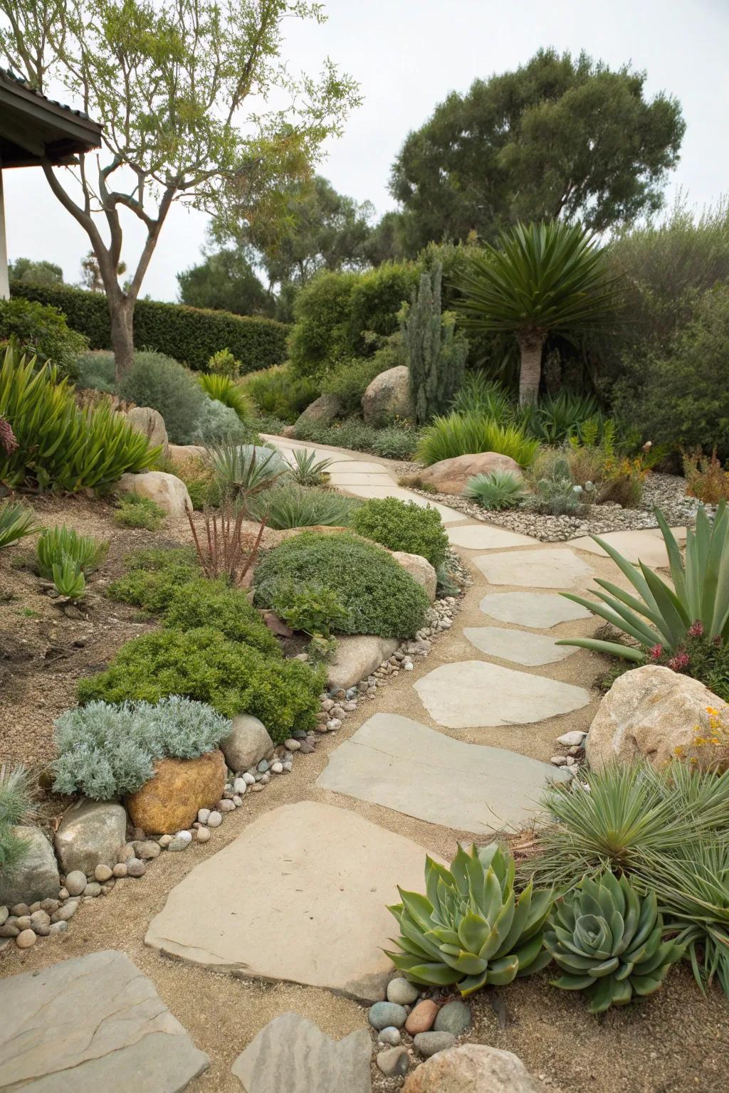 A flagstone rock garden offering a sculptural landscape.