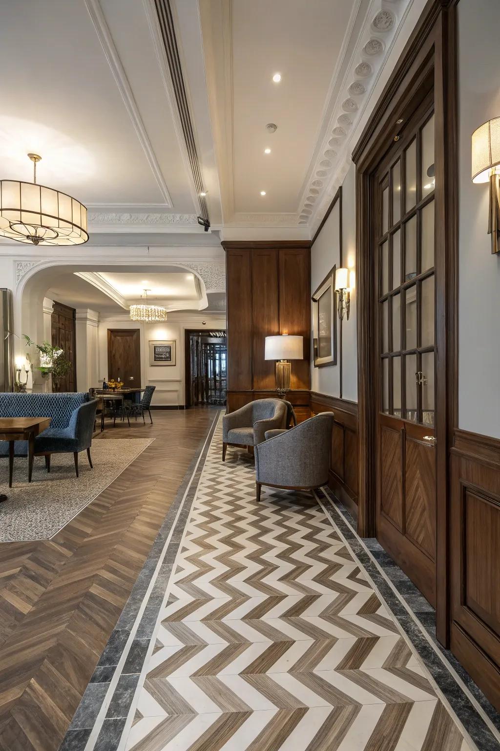 Angled design connection delivers a sophisticated presentation.