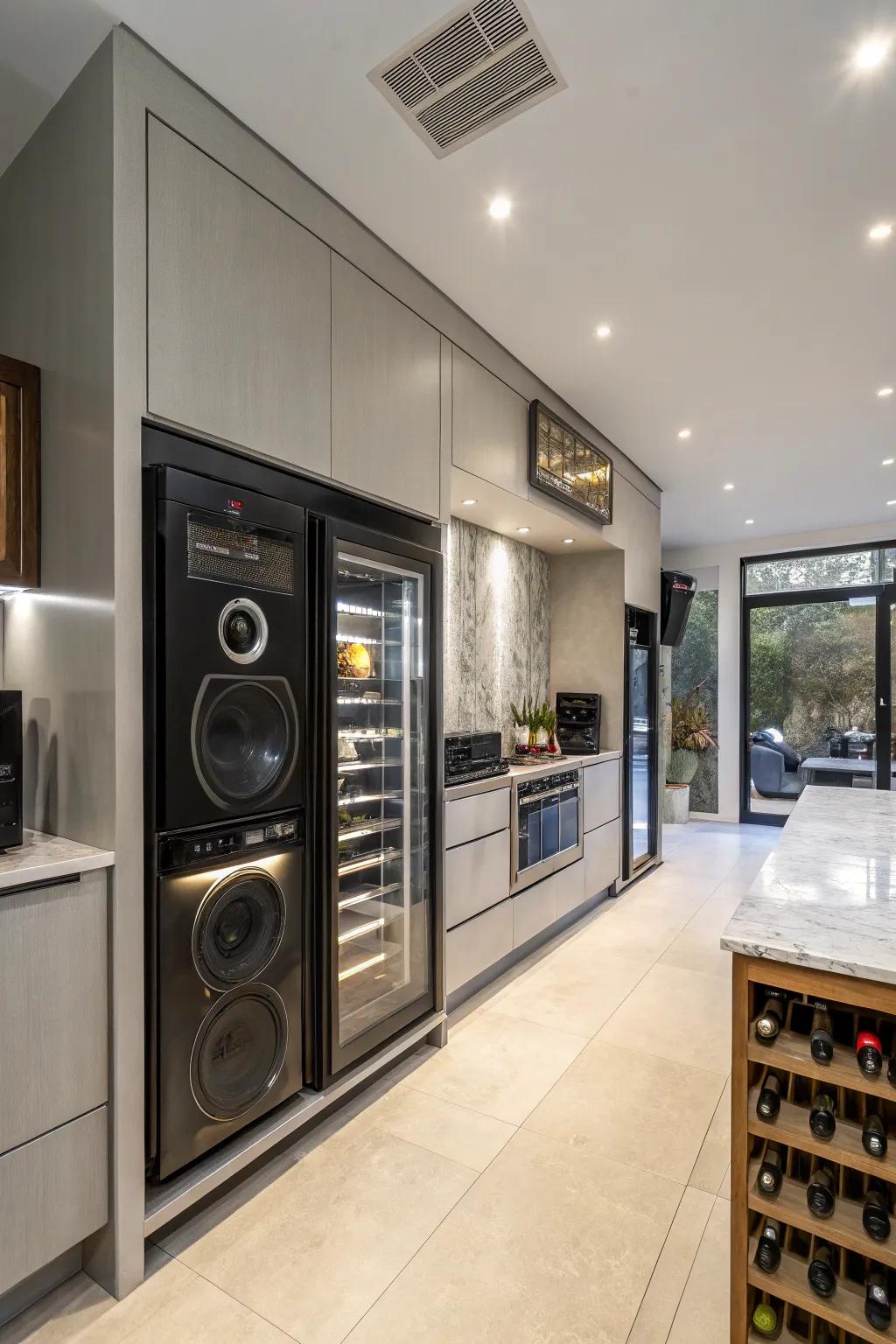 An entertainment hub kitchen designed for hosting and relaxation.