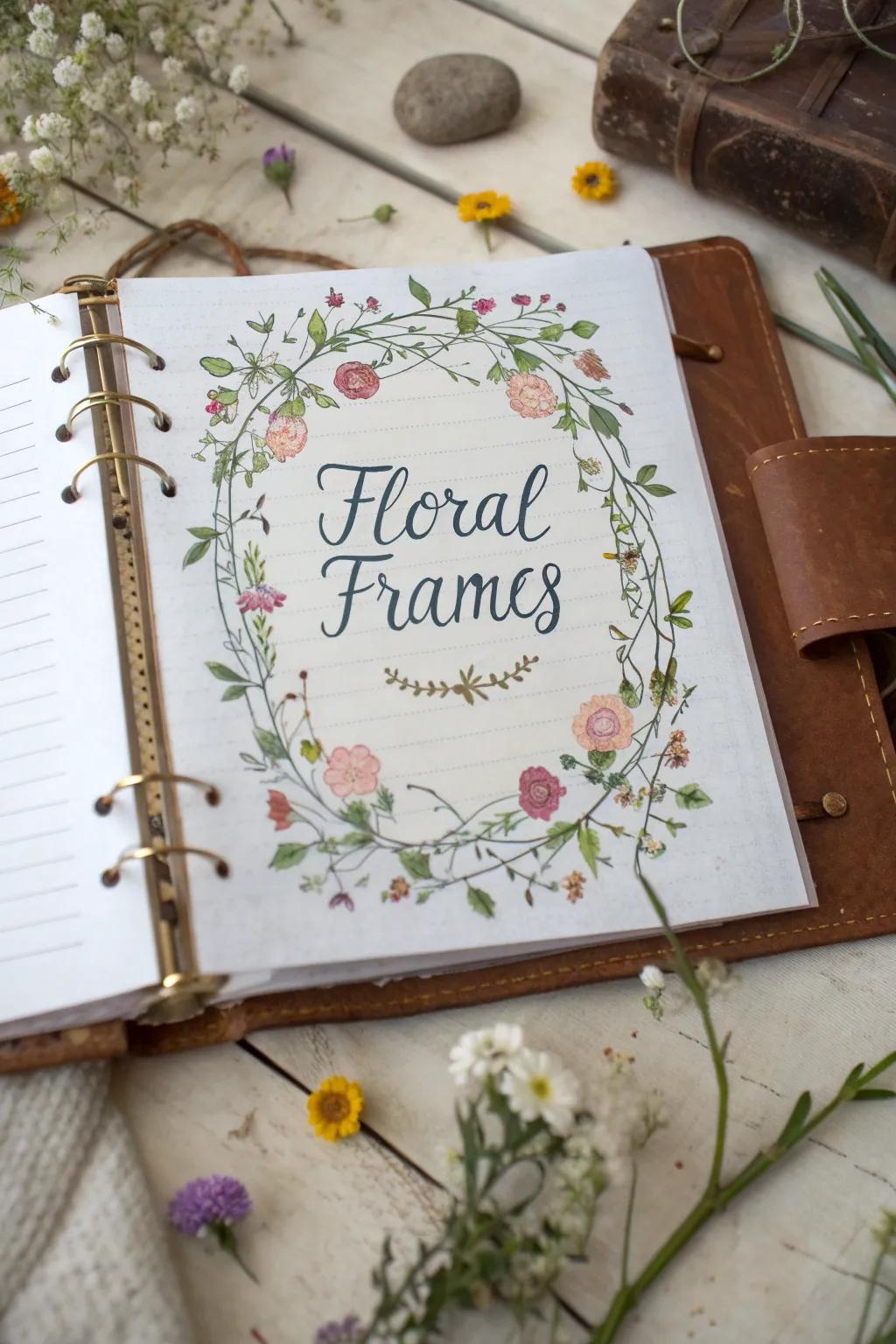 Botanical borders elegantly highlight special notes.