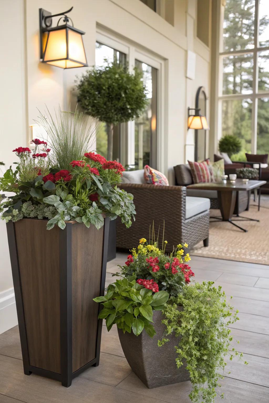 Blur the demarcations between indoors and outdoors with planters.