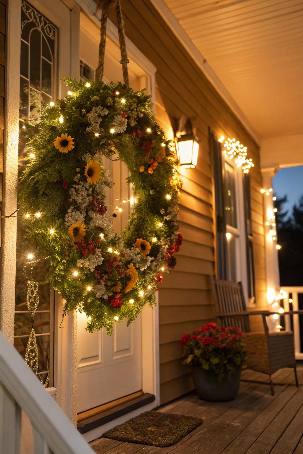 Brighten your nights with a glowing wreath.