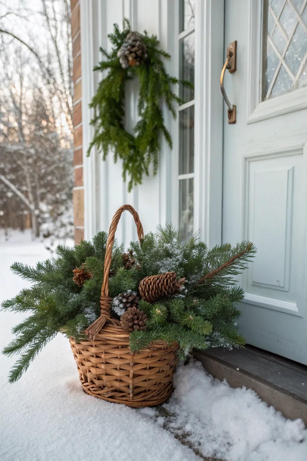 Evergreens and conifer cones deliver a timeless wintry impression.