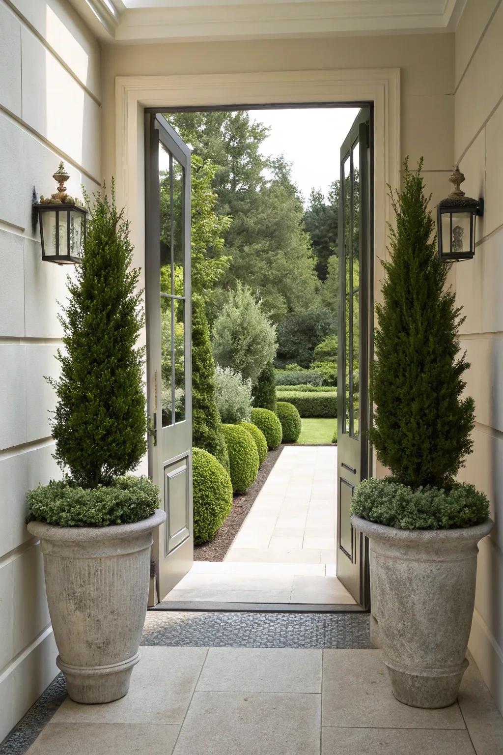 Maintain elegance through every season with evergreens.