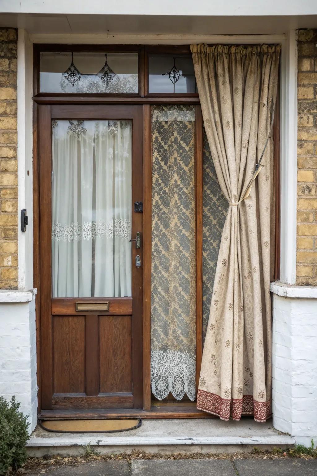 A doorway with many privacy tricks.