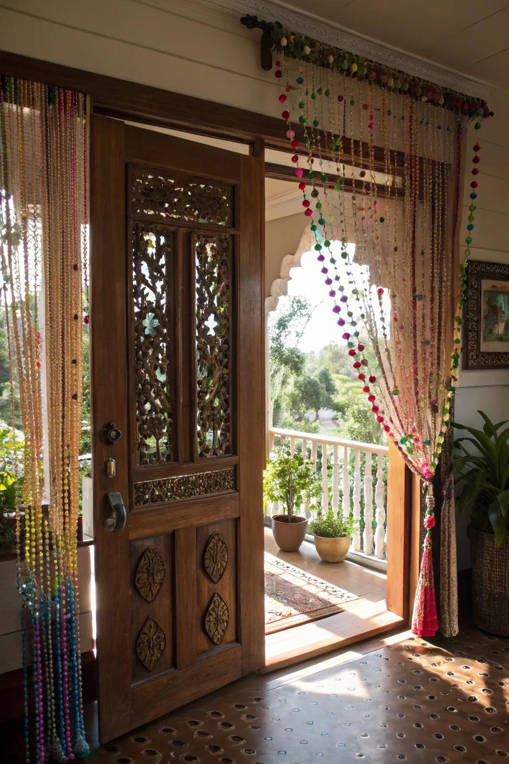 String curtains bring a whimsical element to your entry.