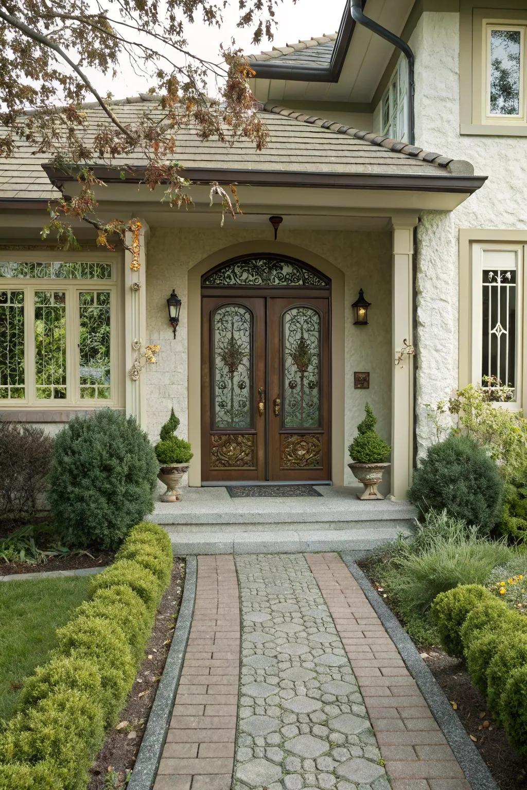 An impressive double-door entrance that wows.