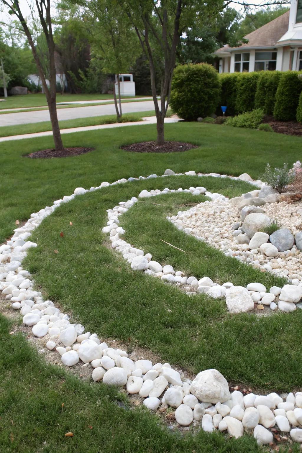 Add a whimsical touch using circular stone patterns.