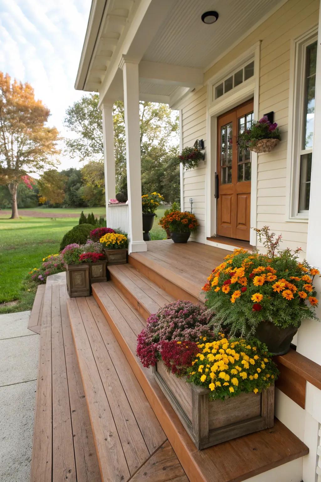 Attached planters add greenery and style.