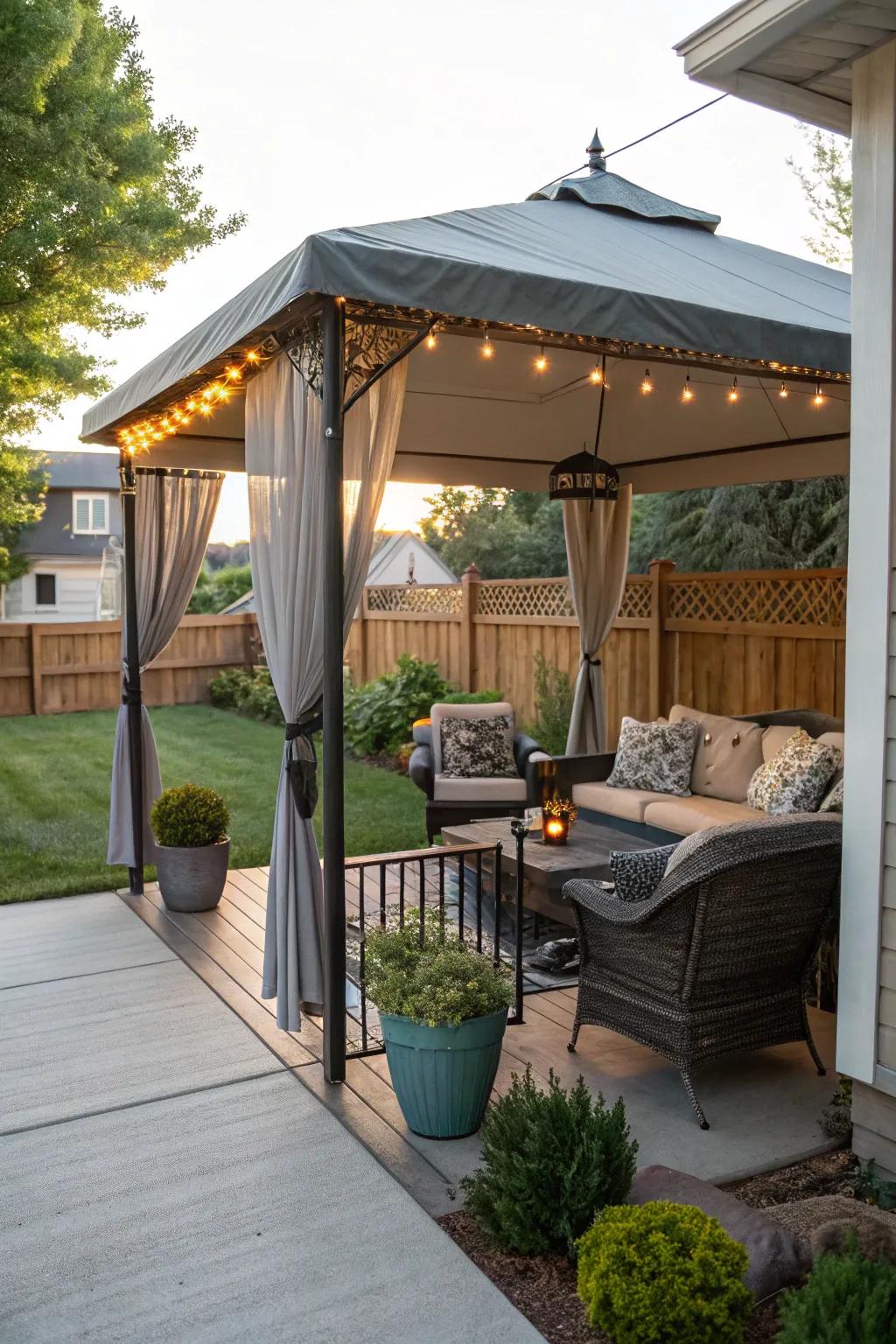 A pop-up canopy supplying quick shade.