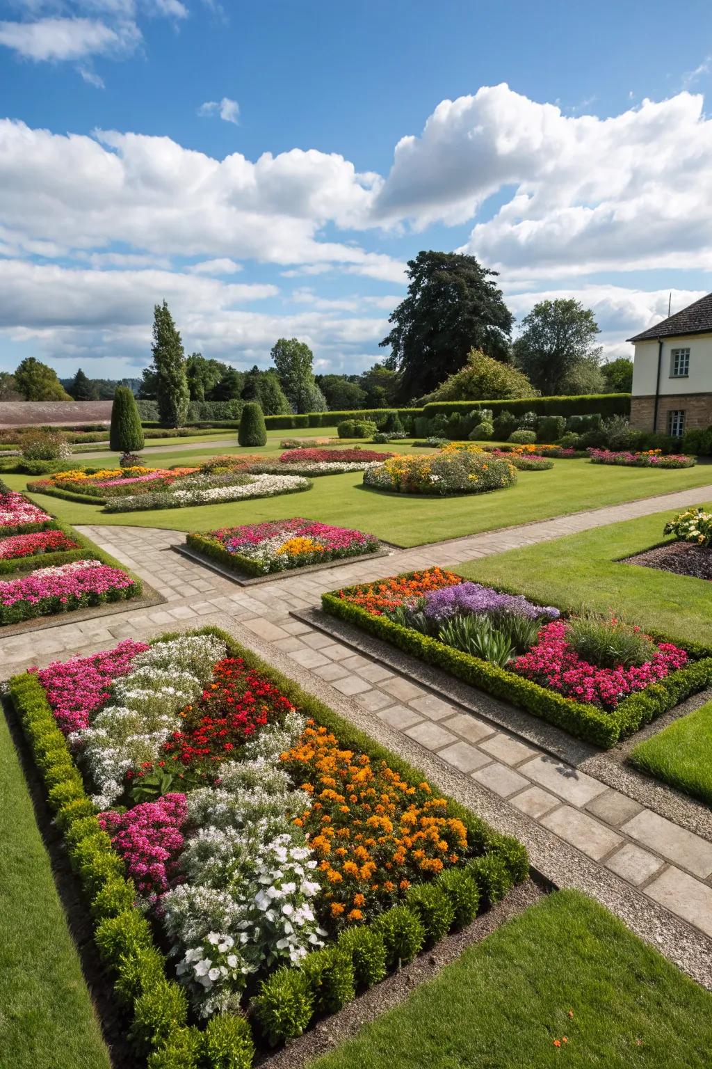 Geometric patterns compose a modern and impactful garden design.