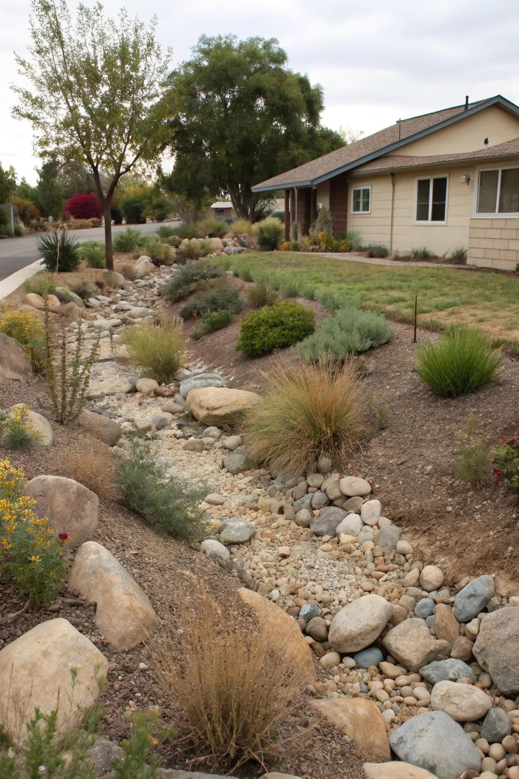 Dry creeks add beauty and functionality.