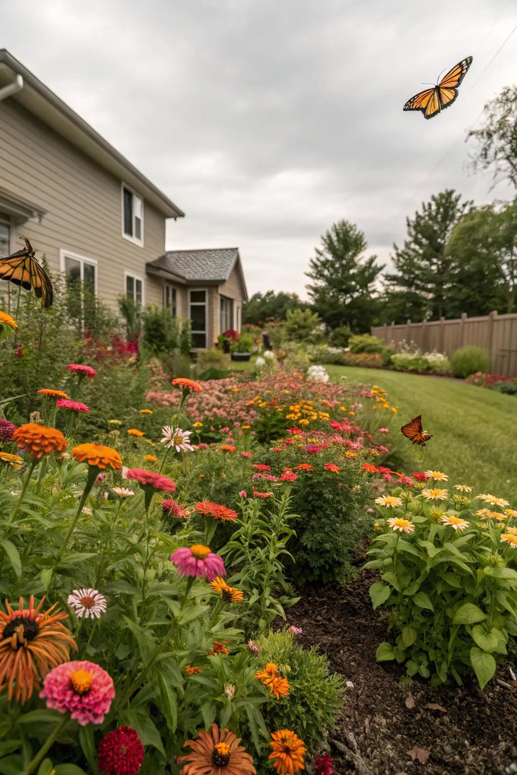 A butterfly garden is vibrant and full of life.