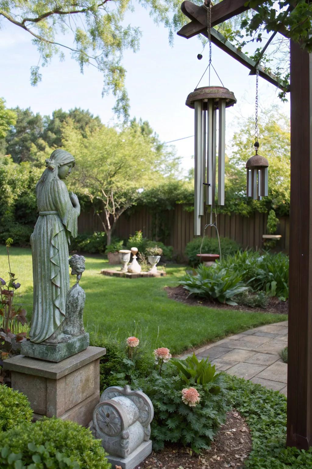 Creative decorations add whimsy and identity to the garden.