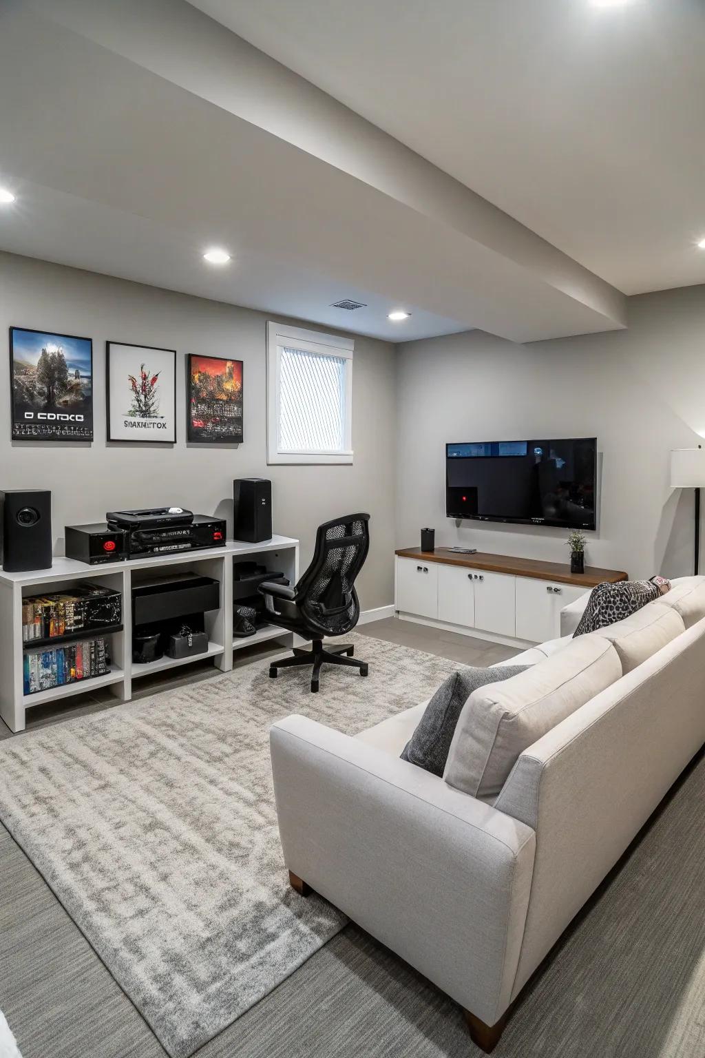 Neutral tones offer a modern and minimalist backdrop.