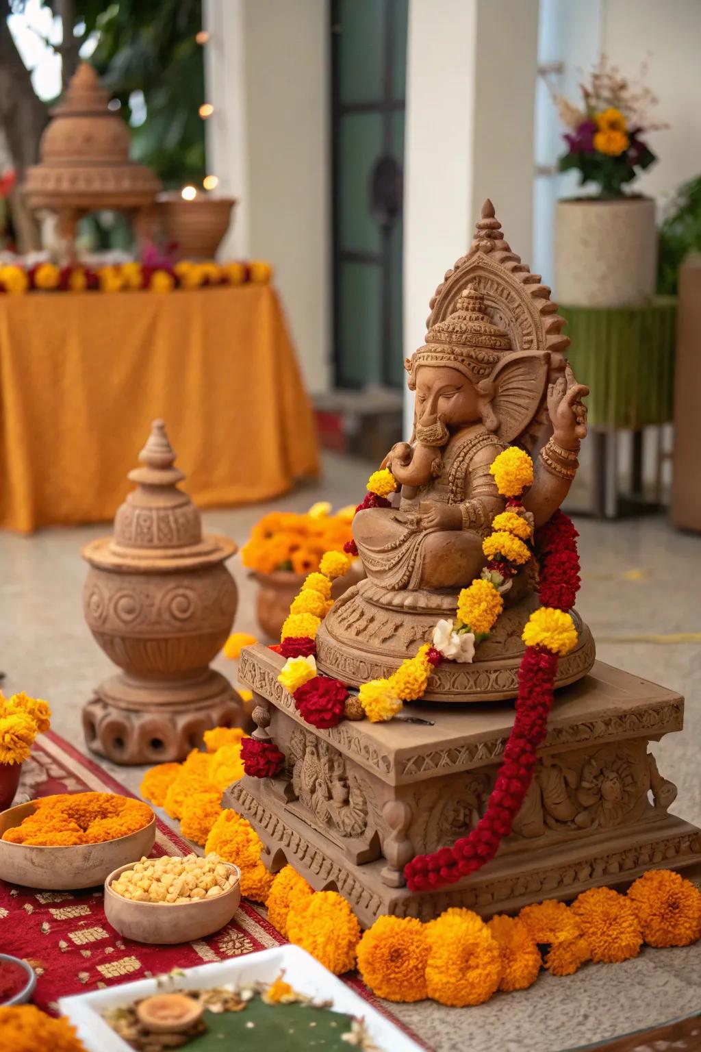 Earthen craftsmanship adding a personal touch to the decor.