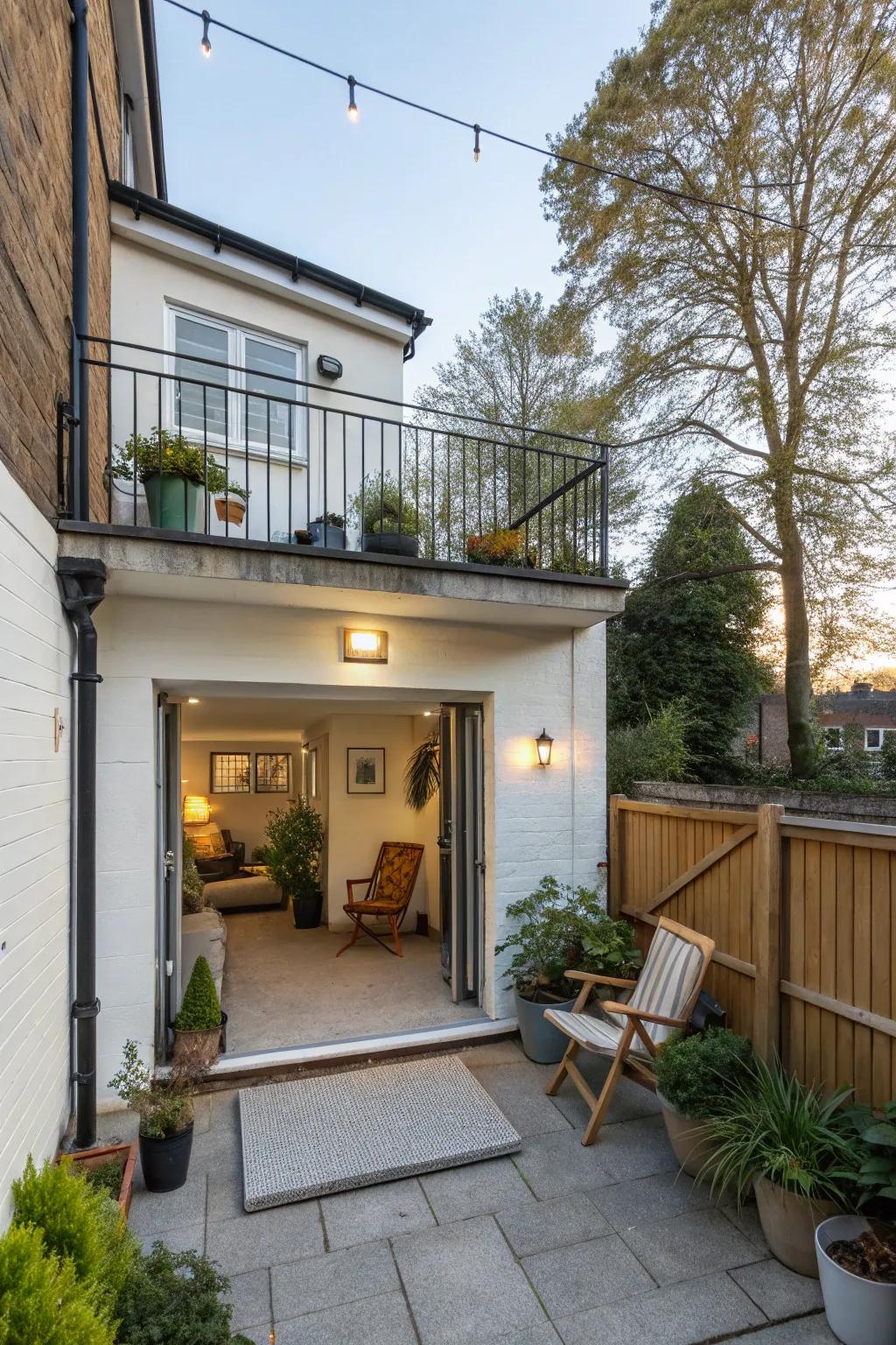 Exterior augmentations furnish an ideal location for unwinding.