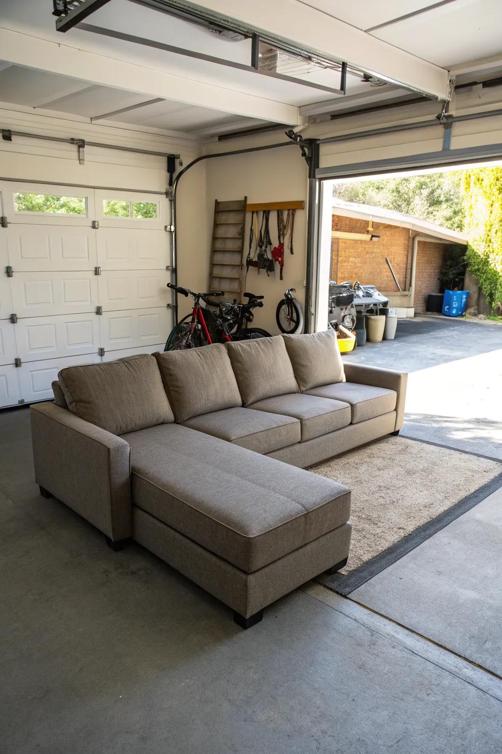 Convertible sectionals furnish flexibility and adaptability for your garage.
