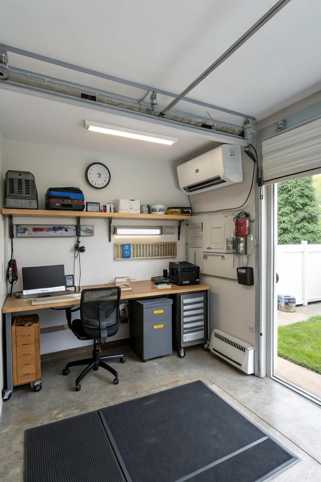 Climate control ensures your garage office remains comfortable in any season.