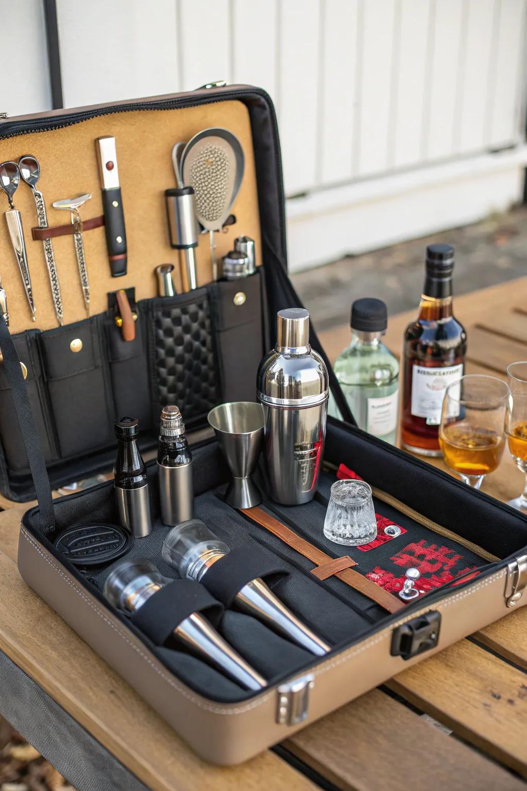 Take your mixology skills on the road with a mobile bar collection.