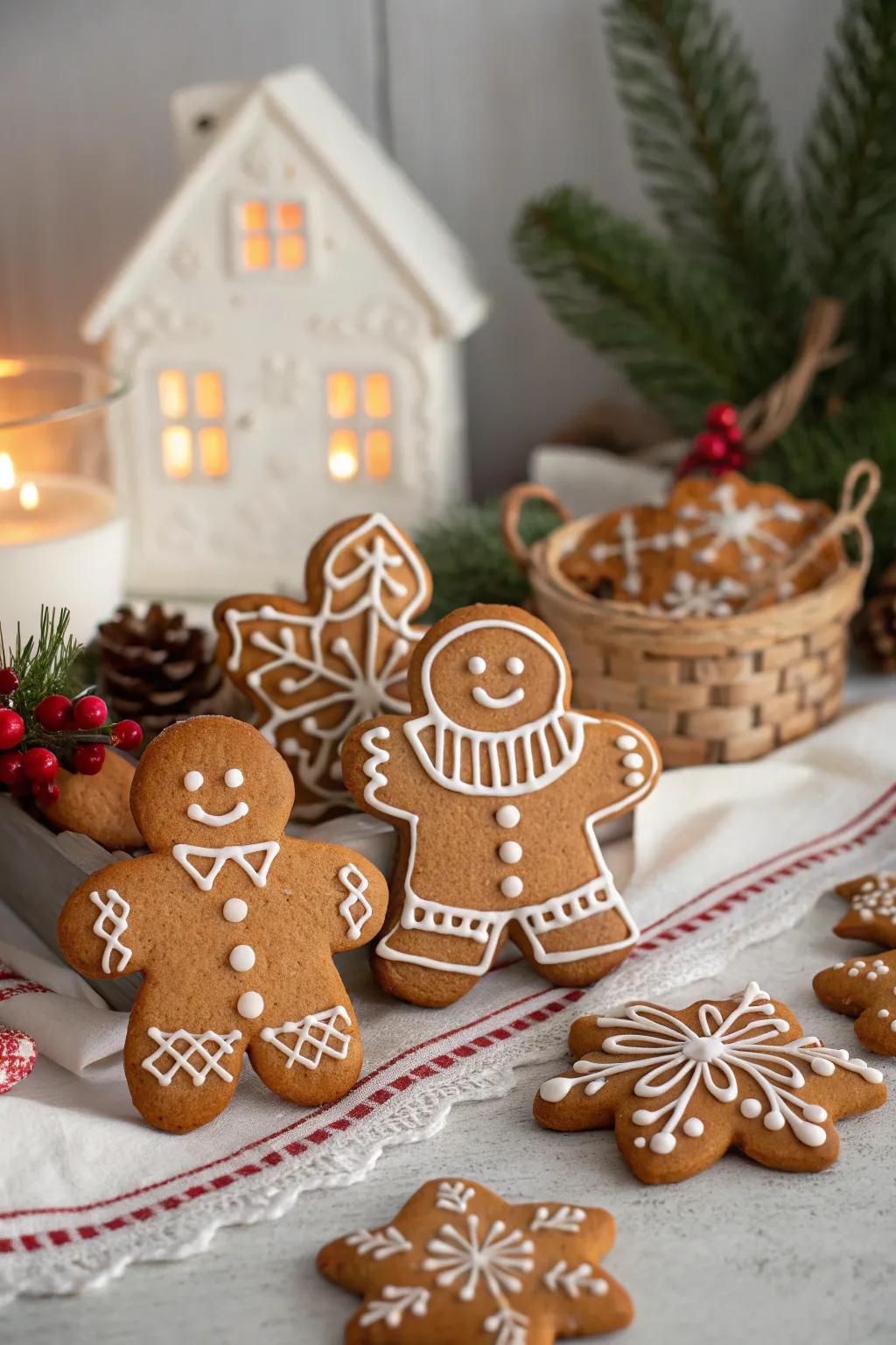 Vintage-inspired gingerbread men capturing the essence of classic holiday decor.