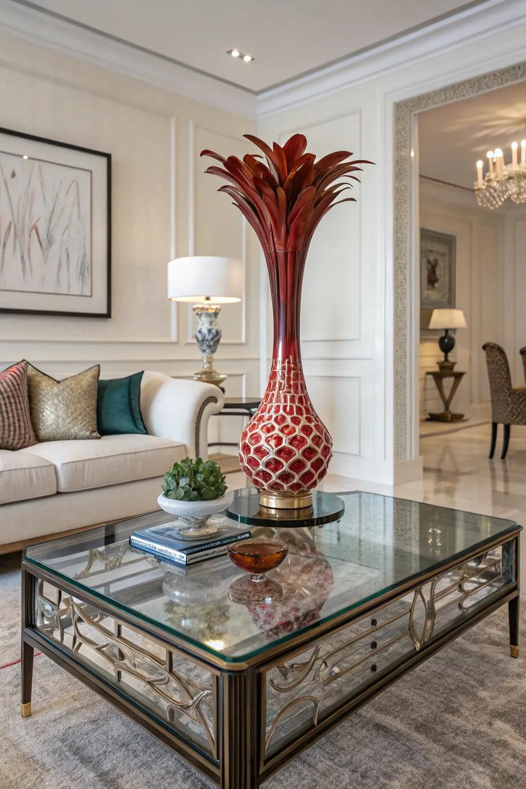 A bold art piece makes a statement on your coffee table.