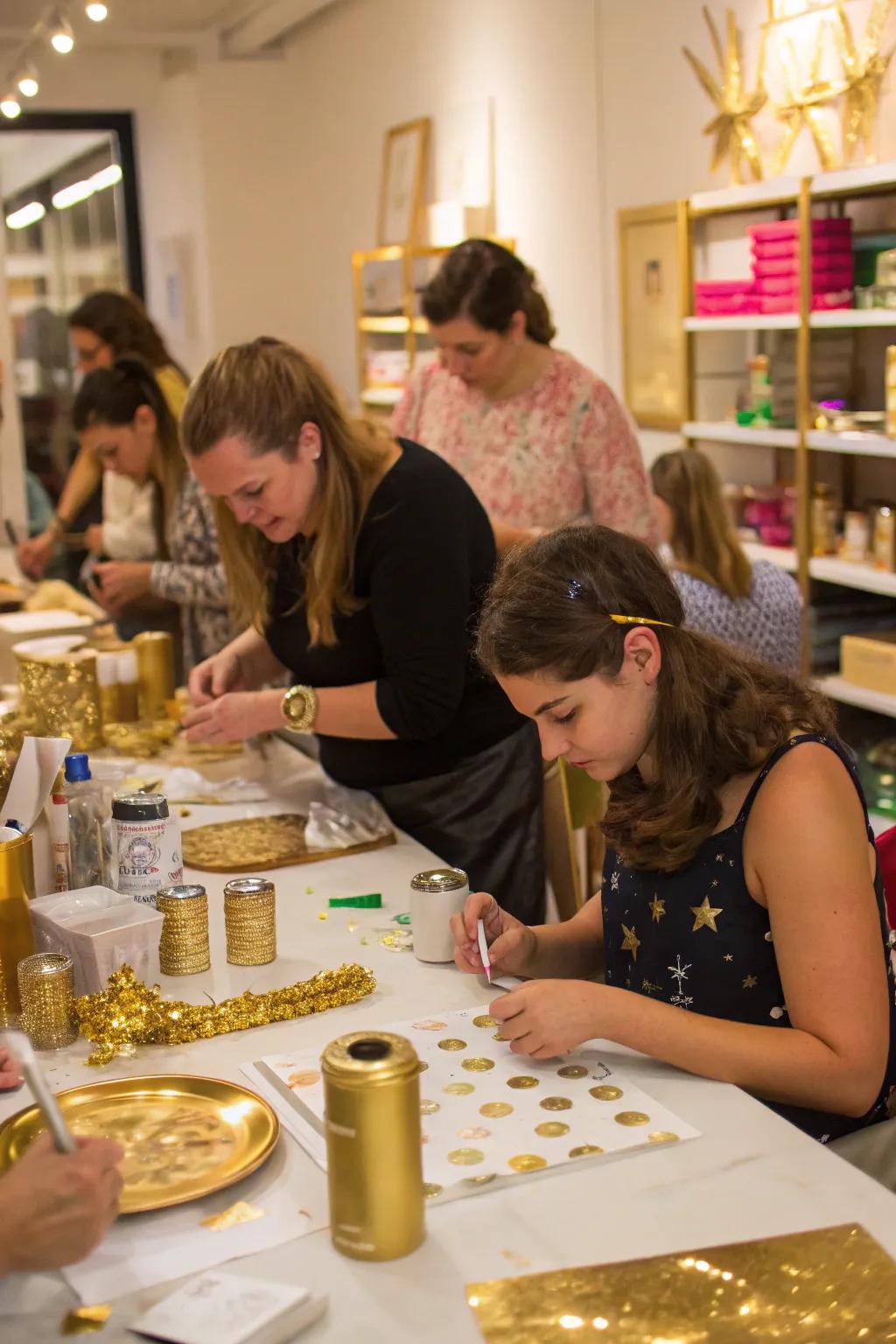 DIY golden decor session for creative expression and delight.