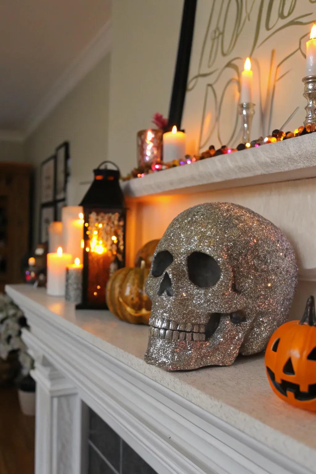 Glittery skull artwork introduces glamour to Halloween