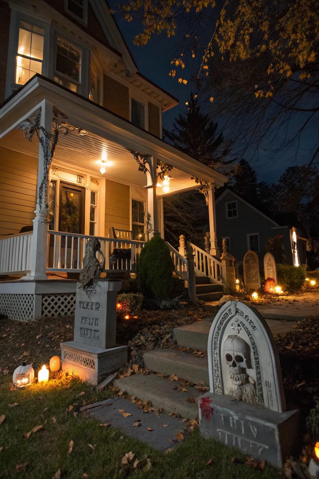 A burial ground scene establishes the flawless spooky tone for Halloween.
