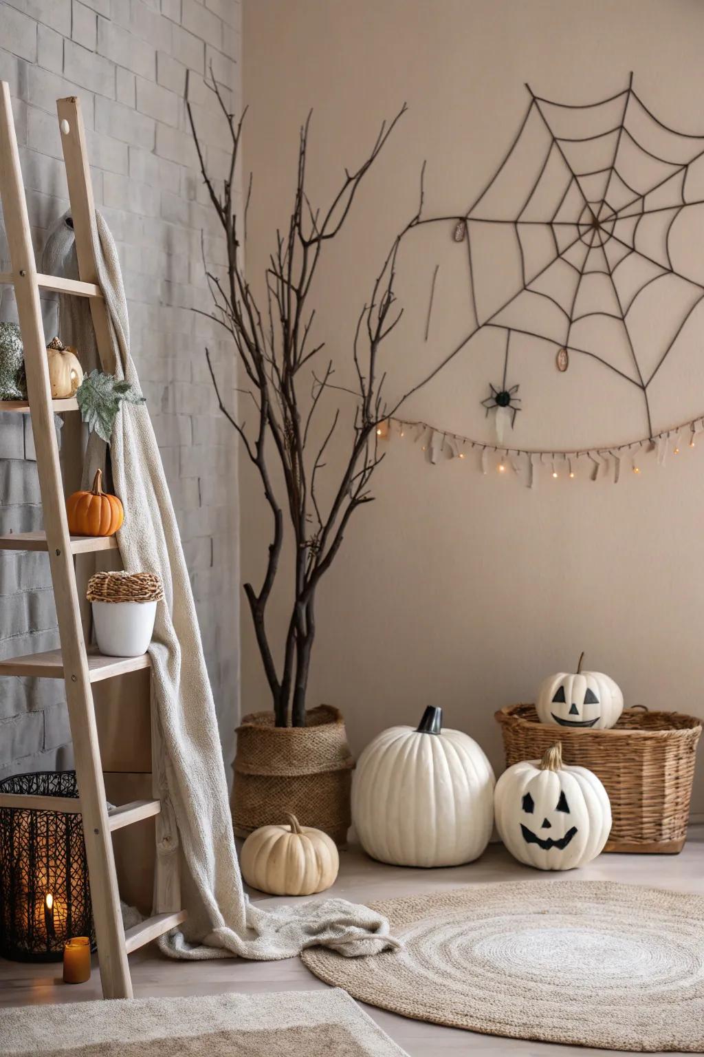 Achieve delicate creepiness with minimalist Halloween decor.