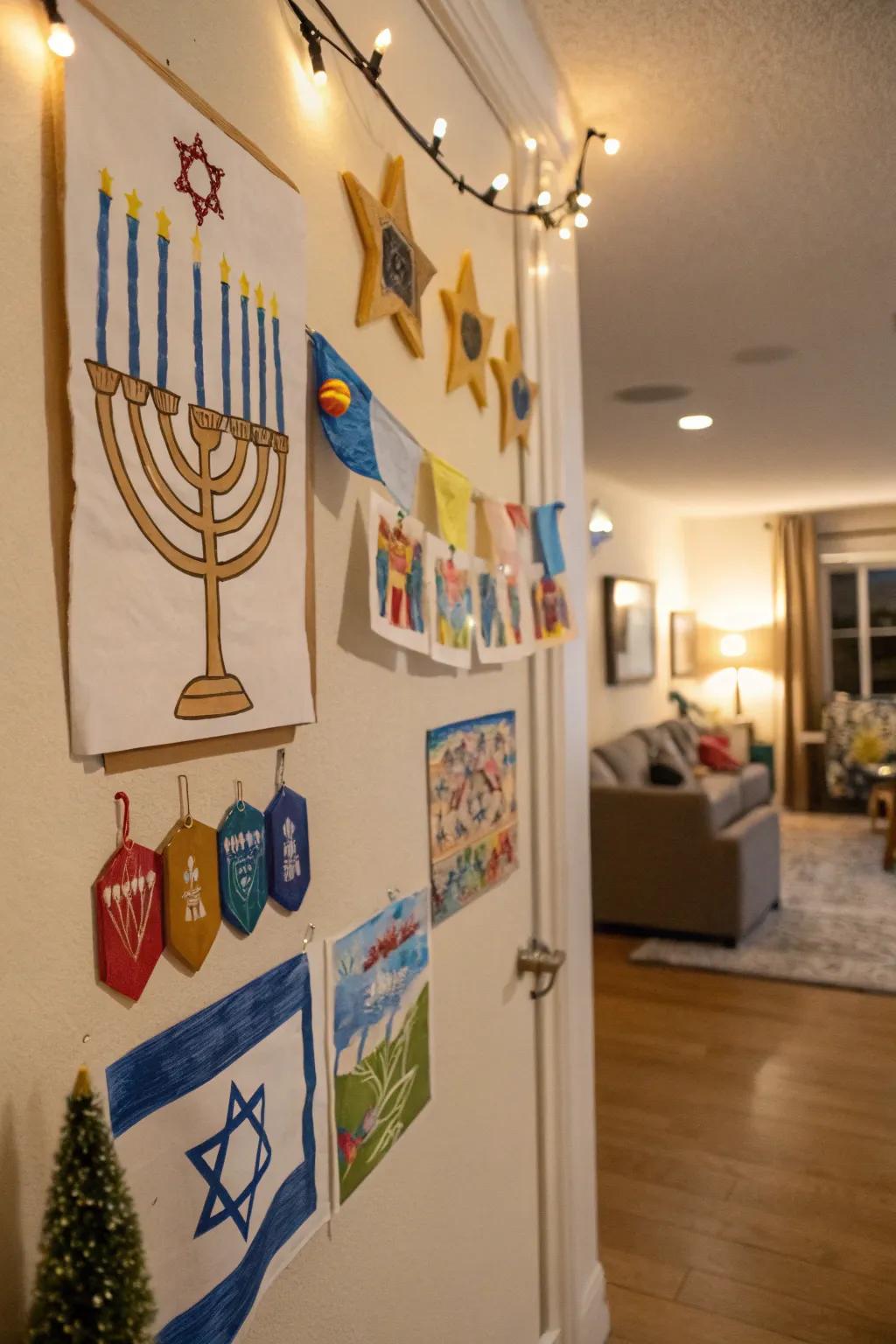 Get inventive with Hanukkah wall adornments.