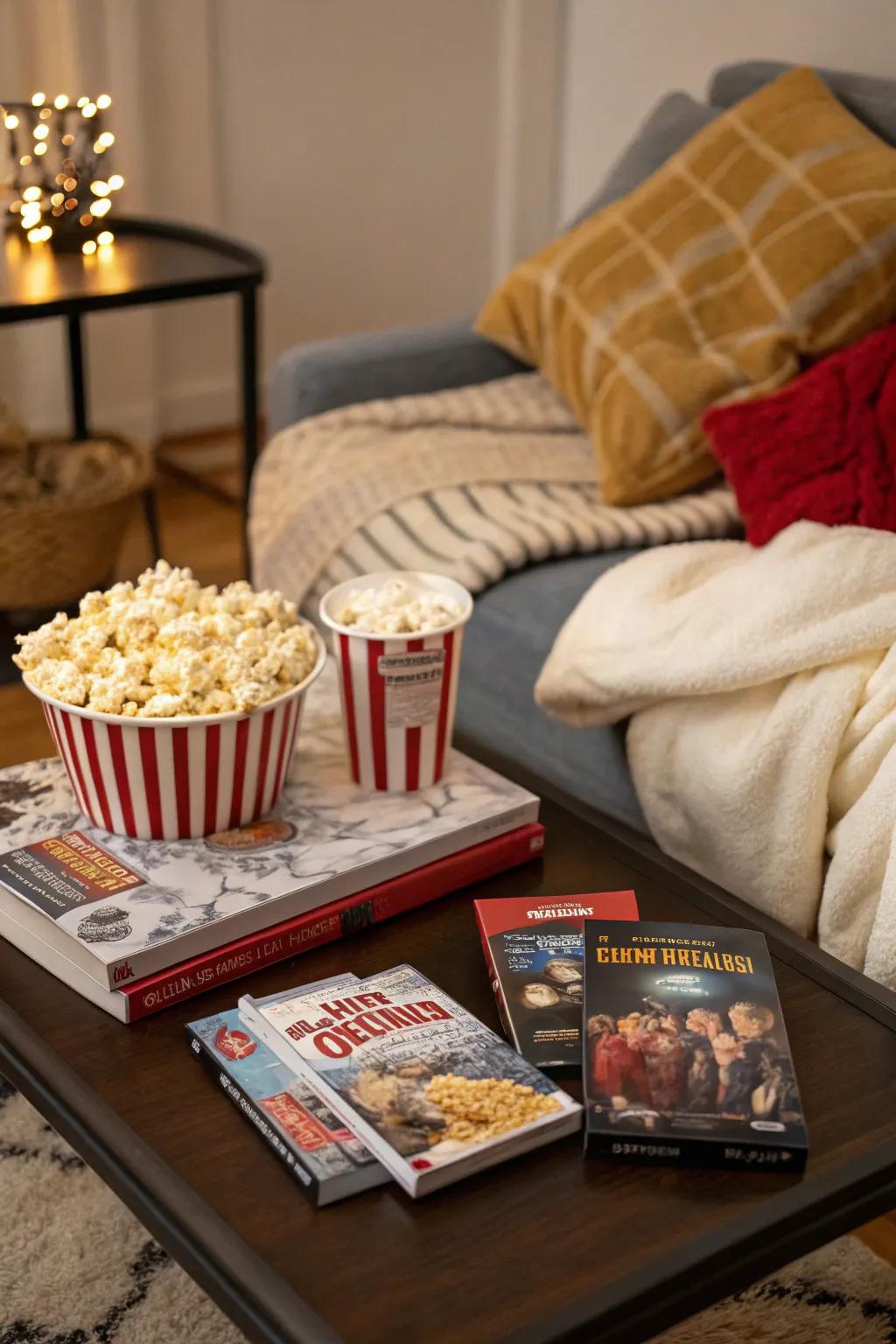 A cozy movie night kit for a relaxing evening together.