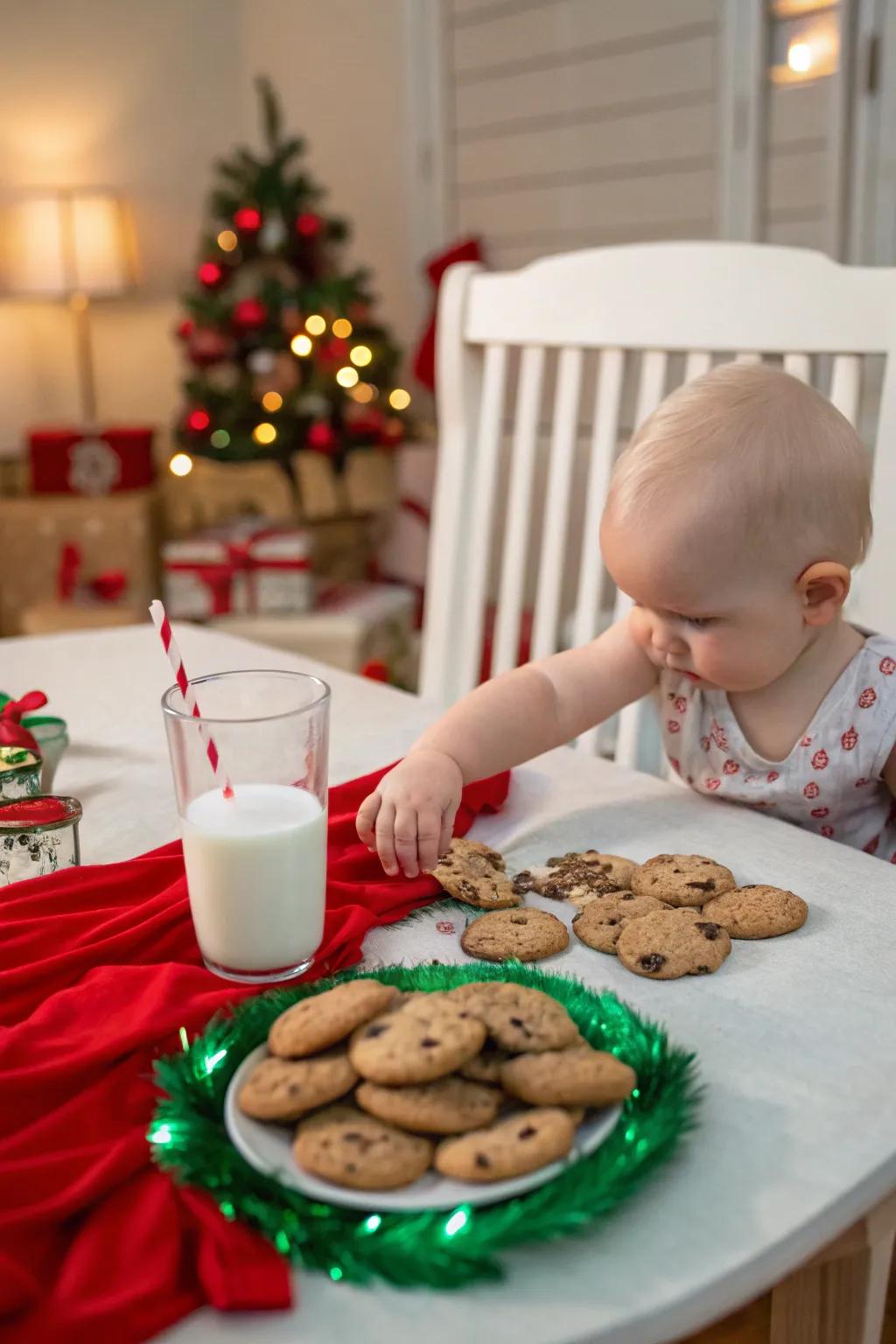 A cheeky moment caught on camera with Santa's treats.