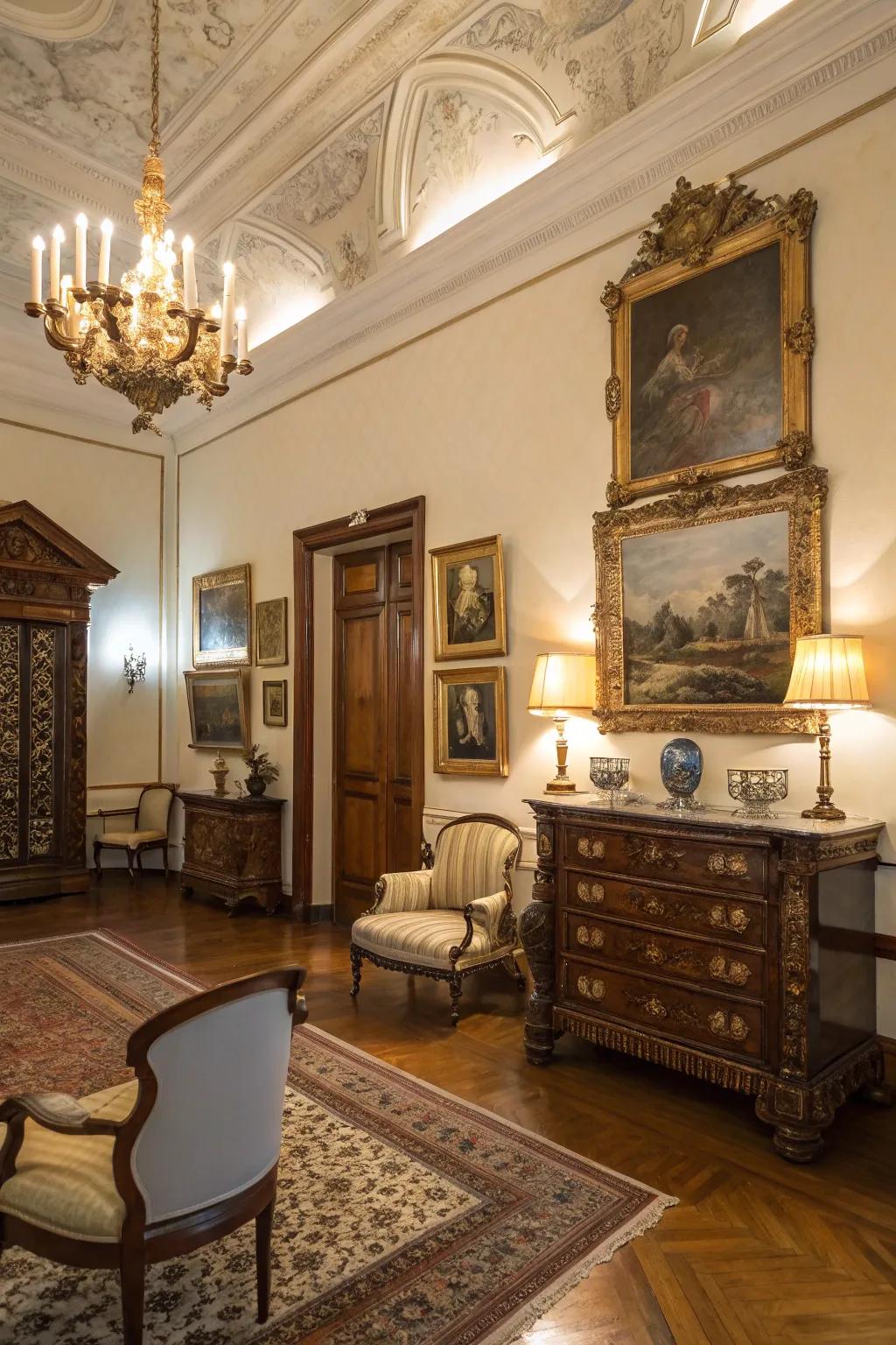 A space featuring sophisticated vintage details