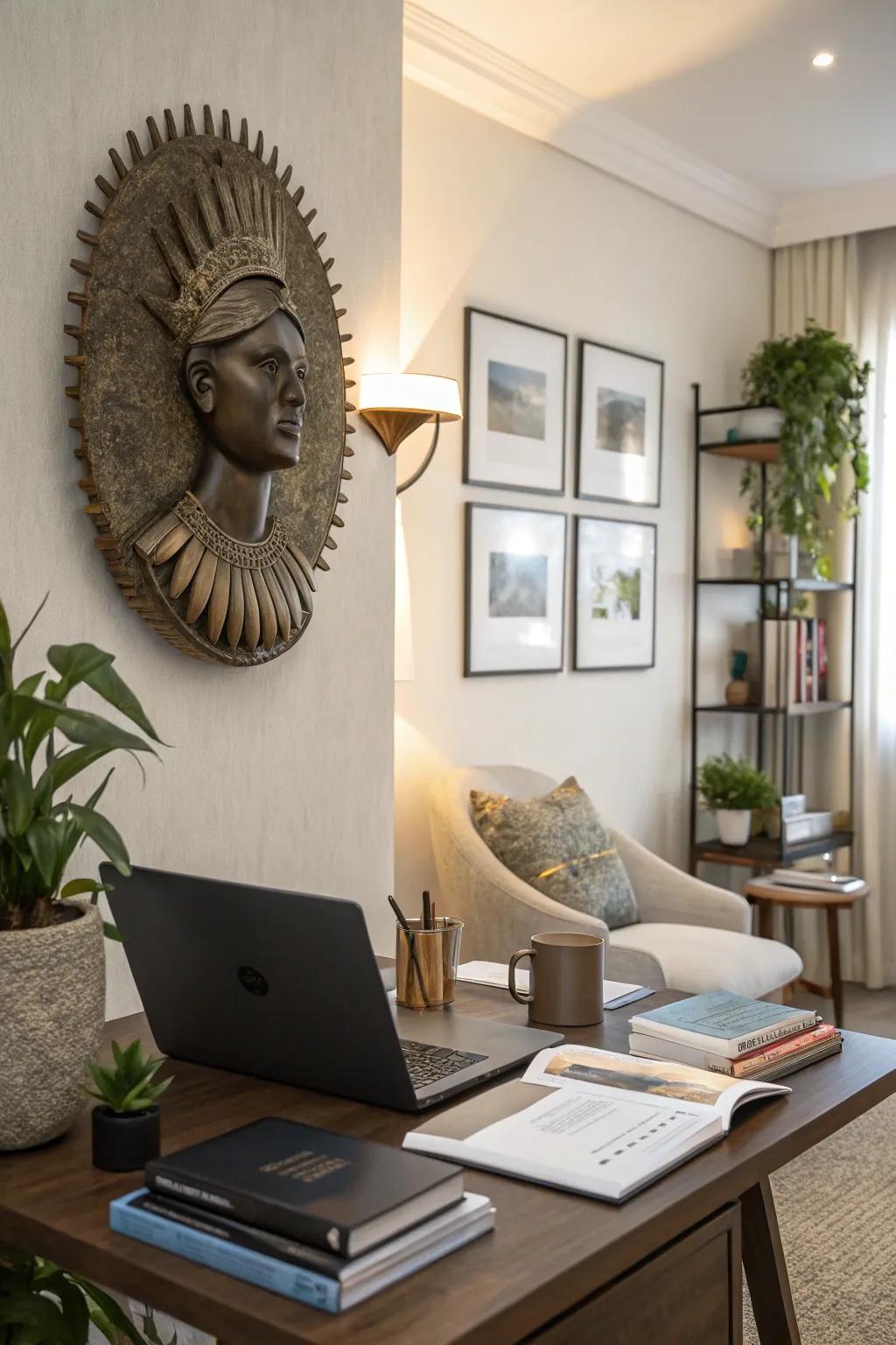 Sculptural art enhances your decor with a three-dimensional aspect.