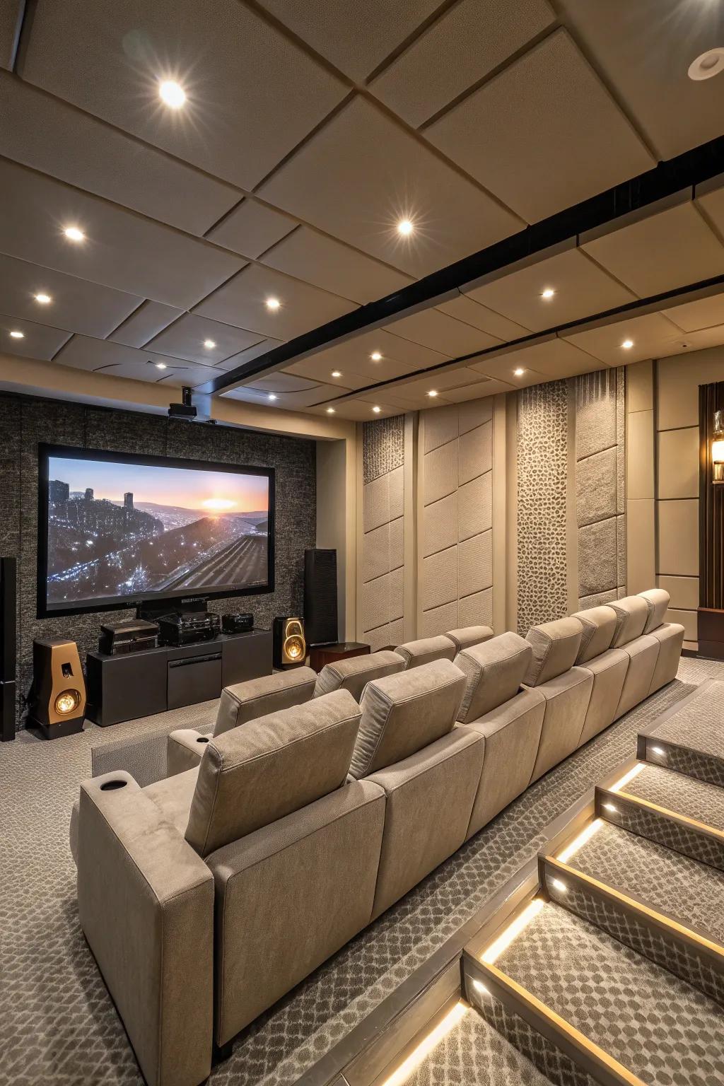 Acoustic panels improve sound and enhance viewing pleasure.