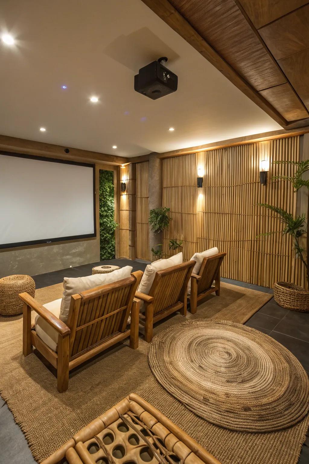 Green seating combines style with environmental responsibility in home theaters.