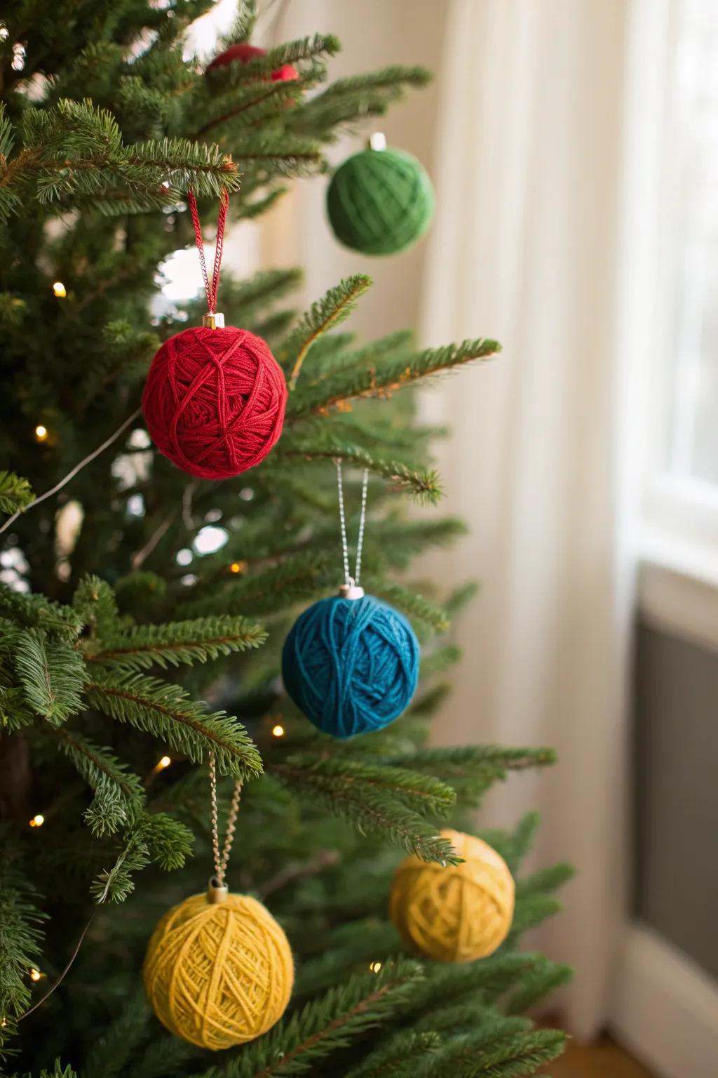 Inviting braided thread orbs appending warmth to the holiday trimmings.